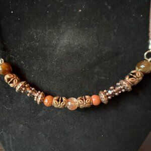 Handmade 20" beaded necklace, with stone and metal beads.